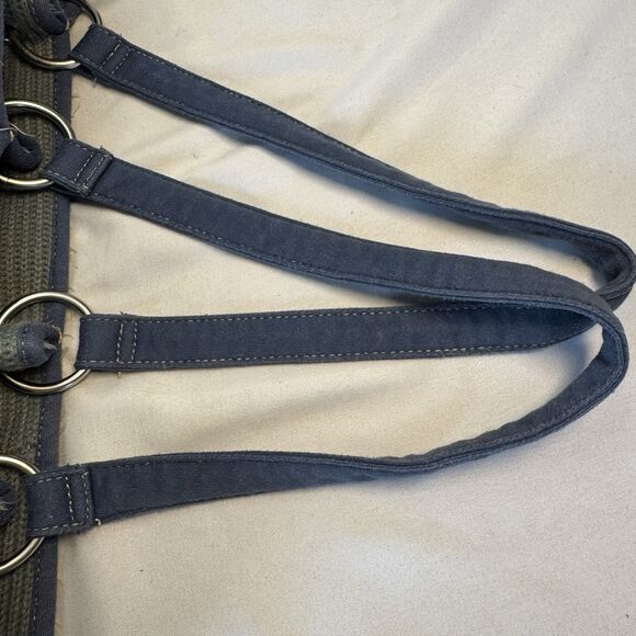 Fuzzy Nation Yorkie Dog Print Tote Bag Denim Blue Casual Handbag - Picture 3 of 14